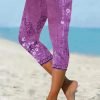 Casual Flower Print Capri Legging
