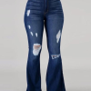 1-14-1 Plus Size High-Waist High Stretchy Ripped Boot Cut Jeans