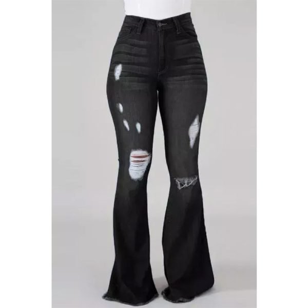1-16-1 Plus Size High-Waist High Stretchy Ripped Boot Cut Jeans