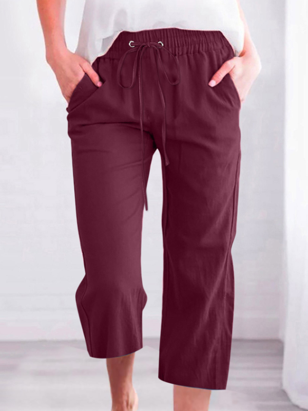 1b6c0026c9e15026542ff7ba825724ae-1 Women's Casual Summer Linen Pants High Waisted Loose Yoga Sweatpants Crop Pants with Pockets