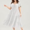 Plain Ruched Drawstring Pocket Ruffle Tiered Dress