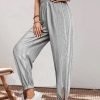 Cotton-Blend Casual Plain Loose Pants