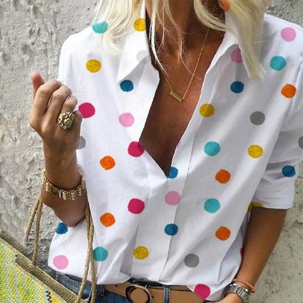 Classy Polka Dot Collared Shirt