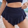 Ruffle Trim Ruched Front Swim Bottom