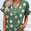 Jersey V Neck Casual Buckle Shirt