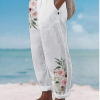 Casual Floral Cotton Pants