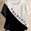 Women Causal Ruched Crew Neck Cotton And Linen Short Sleeve Summer Plain T-shirt