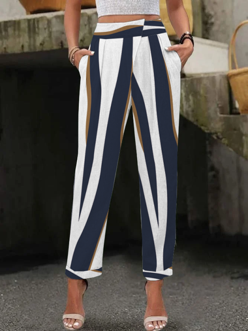 Abstract Stripes Casual Loose Pants