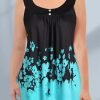 8c3cf45e242edca6f02b32ee144ee266-1 Plus Size Casual Black Ombre Floral Print Decorative Button Pleated Sleeveless Tank Top