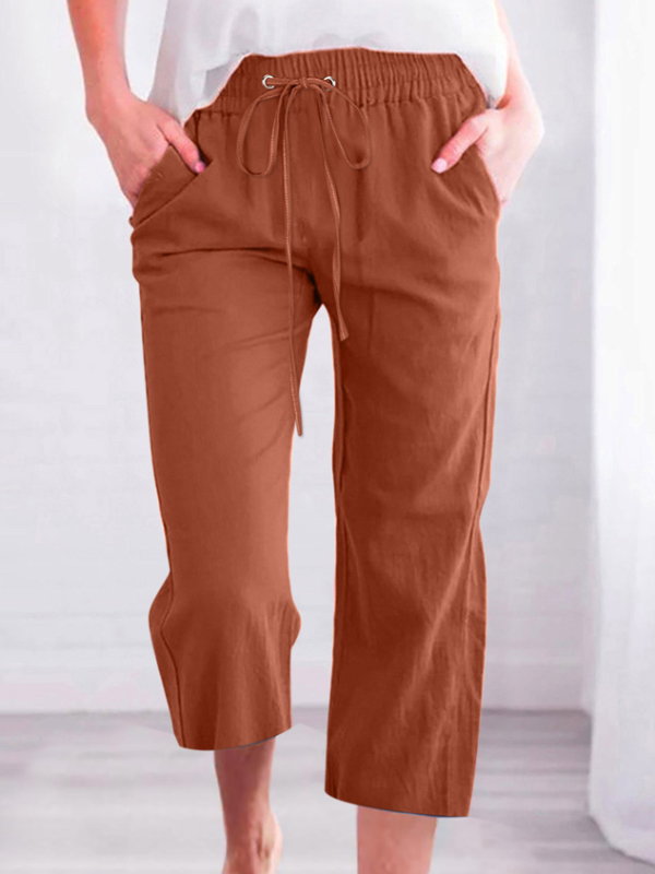 9b529315c3bc4dd6900b22e1b987e751-1 Women's Casual Summer Linen Pants High Waisted Loose Yoga Sweatpants Crop Pants with Pockets