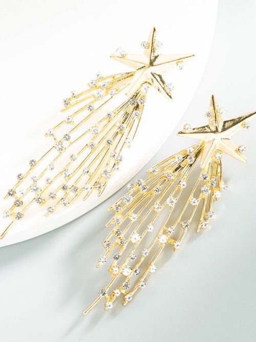 Earring_88fa2944-5949-49b9-88f8-2921f09989f0.jpg Women Star Meteor Shower Design Rhinestone Earring Jewelry