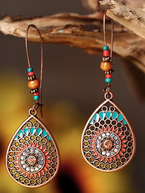 Bohemia Retro Cut Out Drop Shaped Earring Boho Jewelry/ 2 pcs Per Package