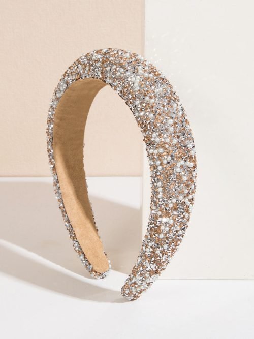 Fashionable Headband Gorgeous Rhinestone Pearl Korean Style Hair Accessory for Ladies Women Girls