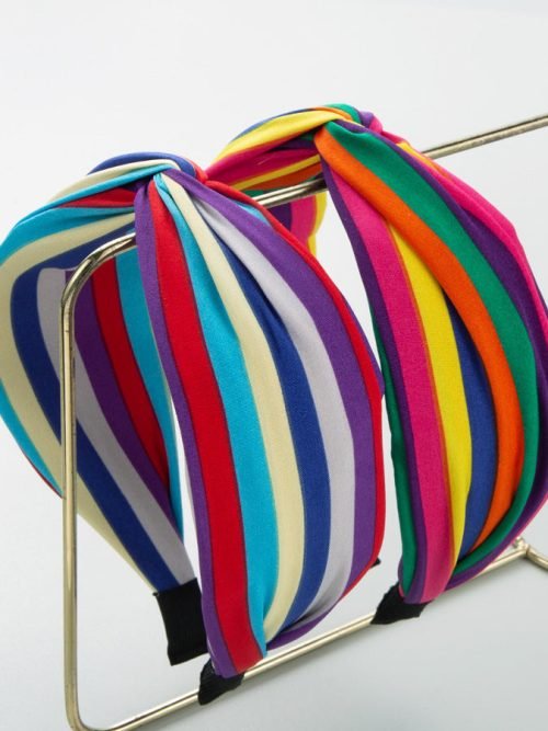 Women Rainbow Fabric Wide-Brimmed Headband Hairband