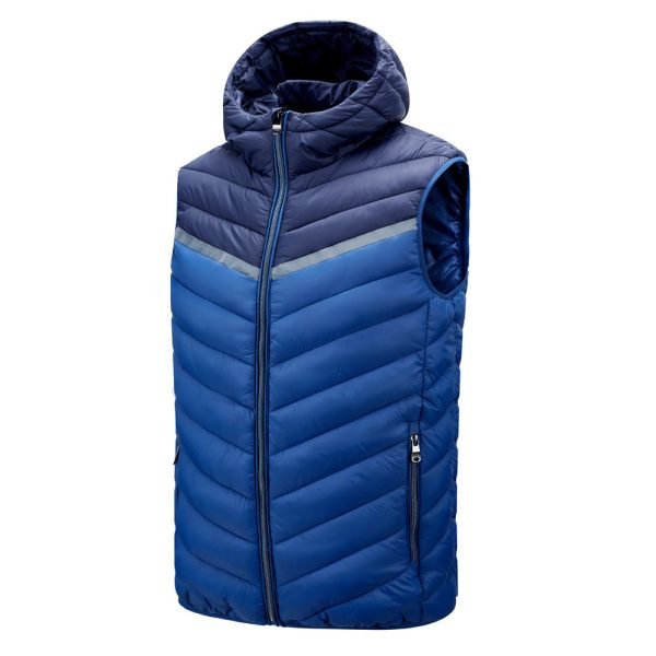 O1CN01M0mR6f1aQtdTYi6ML_2212029483325-0-cib.jpg Color-blocked padded vest with a hat, short style, and added cotton.