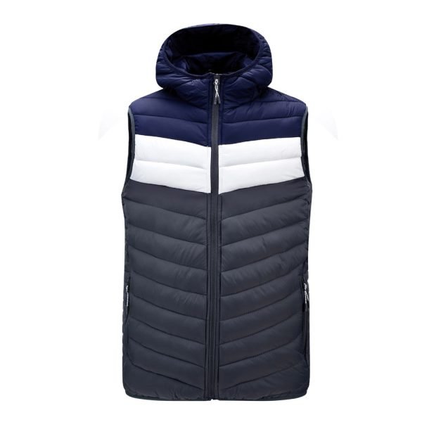 O1CN01QTAmIb1aQtddtvmkJ_2212029483325-0-cib.jpg Color-blocked padded vest with a hat, short style, and added cotton.