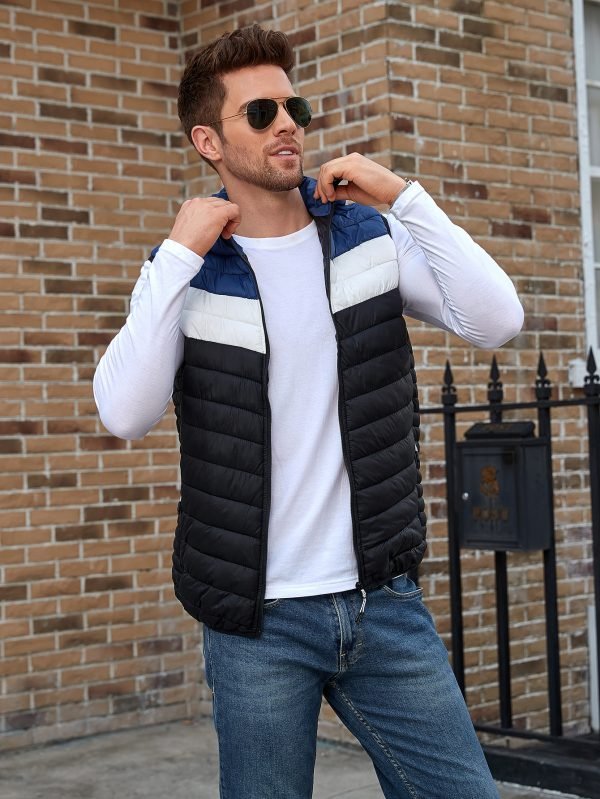 O1CN01chB9gE1aQtdcAWBCN_2212029483325-0-cib.jpg Color-blocked padded vest with a hat, short style, and added cotton.