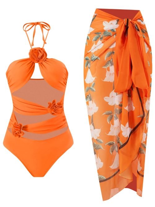 Orange-01_fa0470dd-6ee1-461a-bba1-cc6b8b50e14b.jpg Women Printed Summer Two-Piece Swimwear Suit Beachwear/1-1-1-1