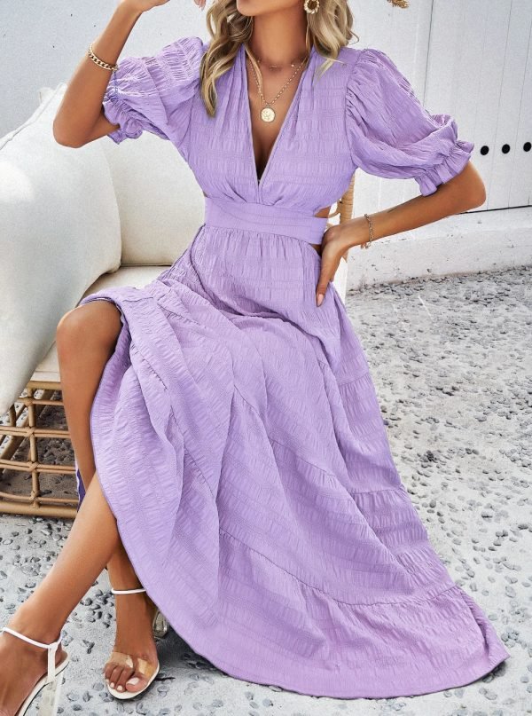 Purple-01_7071acb8-1d37-4488-b545-ea5690a6e32c.jpg Women Back Tie Cut Out High Waist Puff Sleeve Maxi Dresses/1-1-1-1