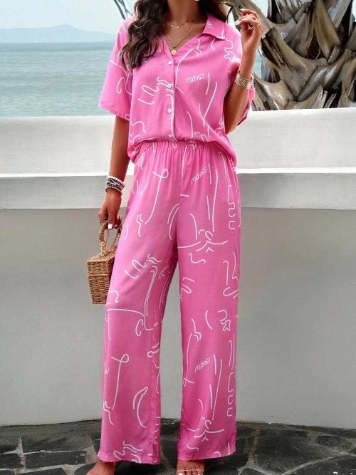 RoseRed-01_ff226633-4de0-4a41-97f7-9f0f7f8f9a0e.jpg Women Casual Printed Summer Short Sleeve Two Piece Sets /1-1-1-1