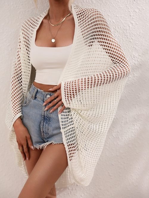 White-01_b9dbf141-30f0-4c43-80e3-27047663c6f8.jpg Women Summer Vacation Knit Cover Up Kimonos/ 1-1-1-1