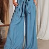 Women's Wide Leg Pants Trousers Black White Blue Fashion Casual Daily Side Pockets Wide Leg Full Length Comfort Plain S M L XL 2XL