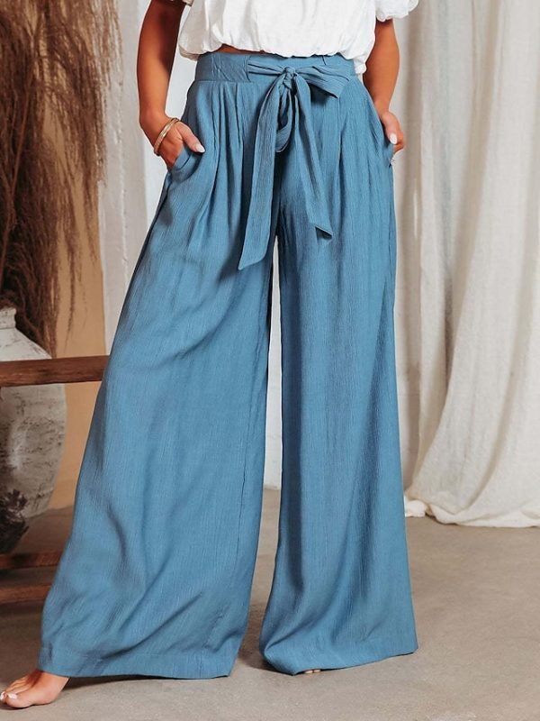 bpzudt1683192337300-1 Women's Wide Leg Pants Trousers Black White Blue Fashion Casual Daily Side Pockets Wide Leg Full Length Comfort Plain S M L XL 2XL