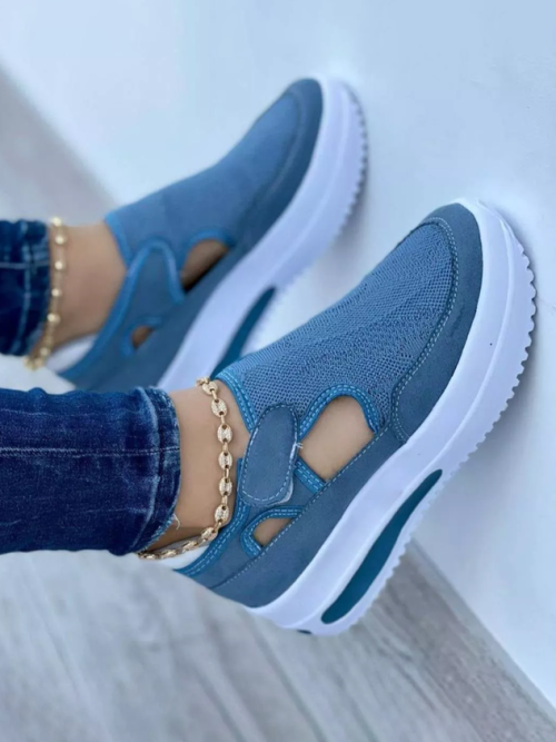 c671594ec4a6fd7e9ca378420bf50c2b-1 Women's Breathable Hollow Fabric Mesh Velcro Portable Walking Shoes