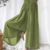 Loose Casual Color Block Cotton And Linen Jumpsuit