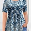 Plus Size Casual Navy Blue Ombre Denim Print Two Piece Pant Set