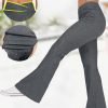 Plain Casual Loose High Waisted Crossover Stretchy Knit Denim Casual Flare Pants