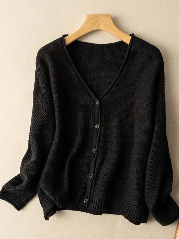 100% Natural Material Knitted Cardigan Women's Literary Retro Loose And Thin Spring And Autumn Sweater Coat In One-Size