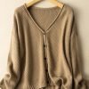 100% Natural Material Knitted Cardigan Women's Literary Retro Loose And Thin Spring And Autumn Sweater Coat In One-Size