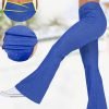 Plain Casual Loose High Waisted Crossover Stretchy Knit Denim Casual Flare Pants