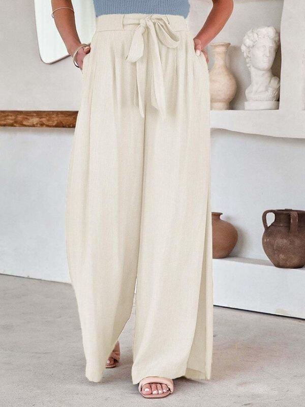gclsnm1683192339446-1 Women's Wide Leg Pants Trousers Black White Blue Fashion Casual Daily Side Pockets Wide Leg Full Length Comfort Plain S M L XL 2XL
