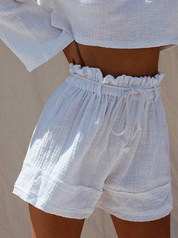 Women's Wide Leg Shorts Faux Linen White Red Blue Fashion Casual Daily Wide Leg Short Comfort Plain S M L XL 2XL