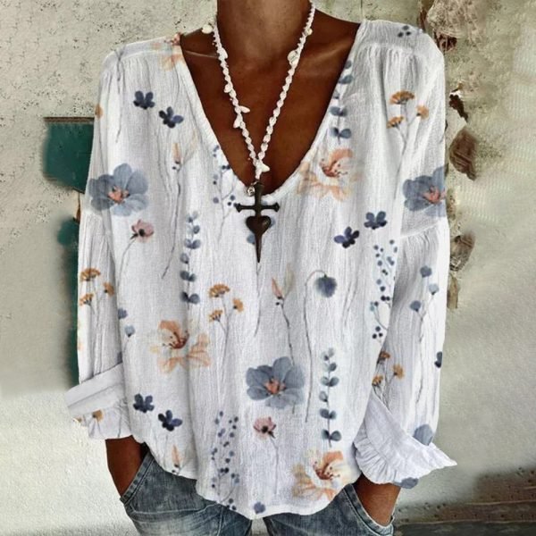 Youthful Long Sleeve Floral Print Top