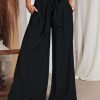 ntubqi1683192339010-1 Women's Wide Leg Pants Trousers Black White Blue Fashion Casual Daily Side Pockets Wide Leg Full Length Comfort Plain S M L XL 2XL