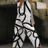 Women's Pants Trousers Faux Linen Black White Dark Gray Fashion Casual Weekend Side Pockets Full Length Comfort Polka Dot S M L XL XXL