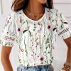 Breezy Plant Print Short Sleeve Top
