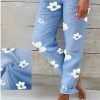 uammrx1683006703265-1 Women's Pants Trousers Faux Linen Blue Fashion Holiday Weekend Side Pockets Full Length Comfort Floral S M L XL XXL