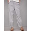 Women's Wide Leg Pants Trousers Faux Linen Black Fashion Basic Office Daily Vacation Side Pockets Print Full Length Comfort Striped S M L XL XXL